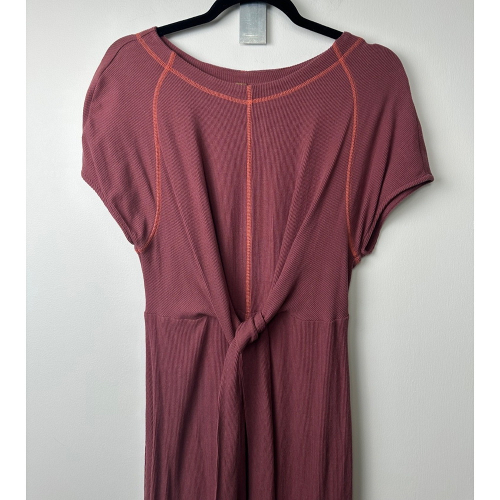 Free People Sunni Dress XS Wild Ginger Burgundy Tie back Knit Midi REVOLVE D6 - Picture 4 of 10